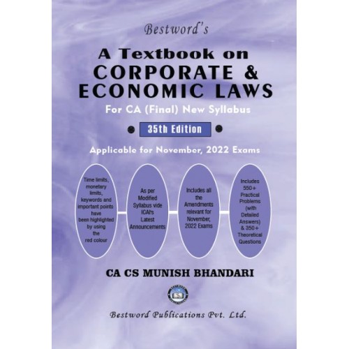 Munish Bhandari's Textbook on Corporate & Economic Laws for CA Final November 2022 Exam [New Syllabus] by Bestword Publication